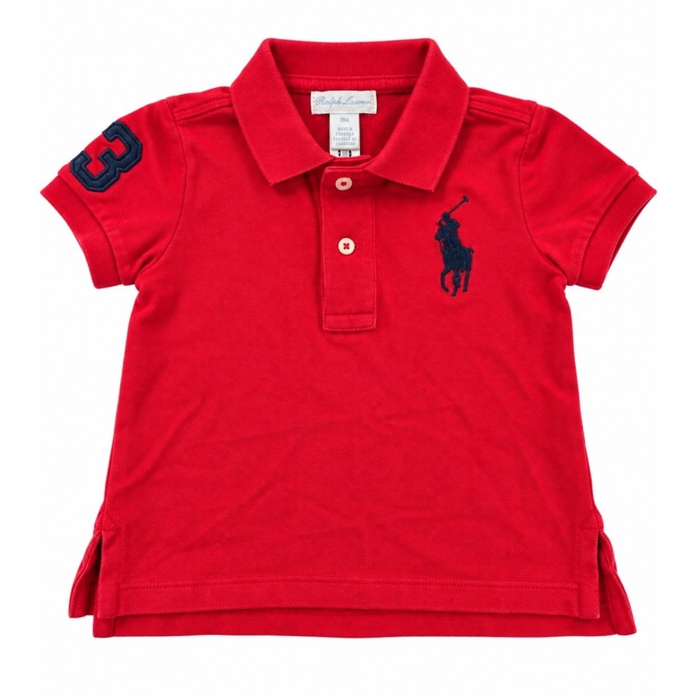 Ralph Lauren Toddler Boys Red Big Pony Cotton Pique Polo Shirt 18M